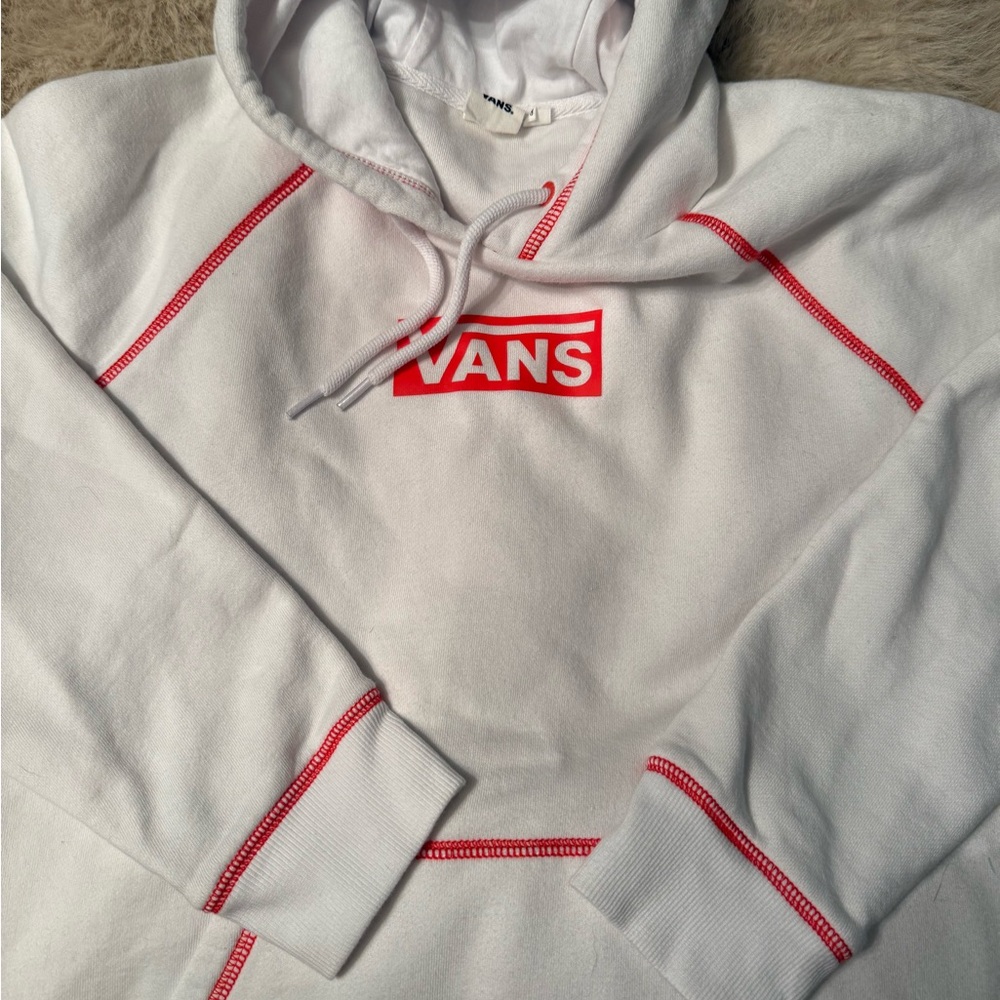 Vans White Hoodie with Red Accents